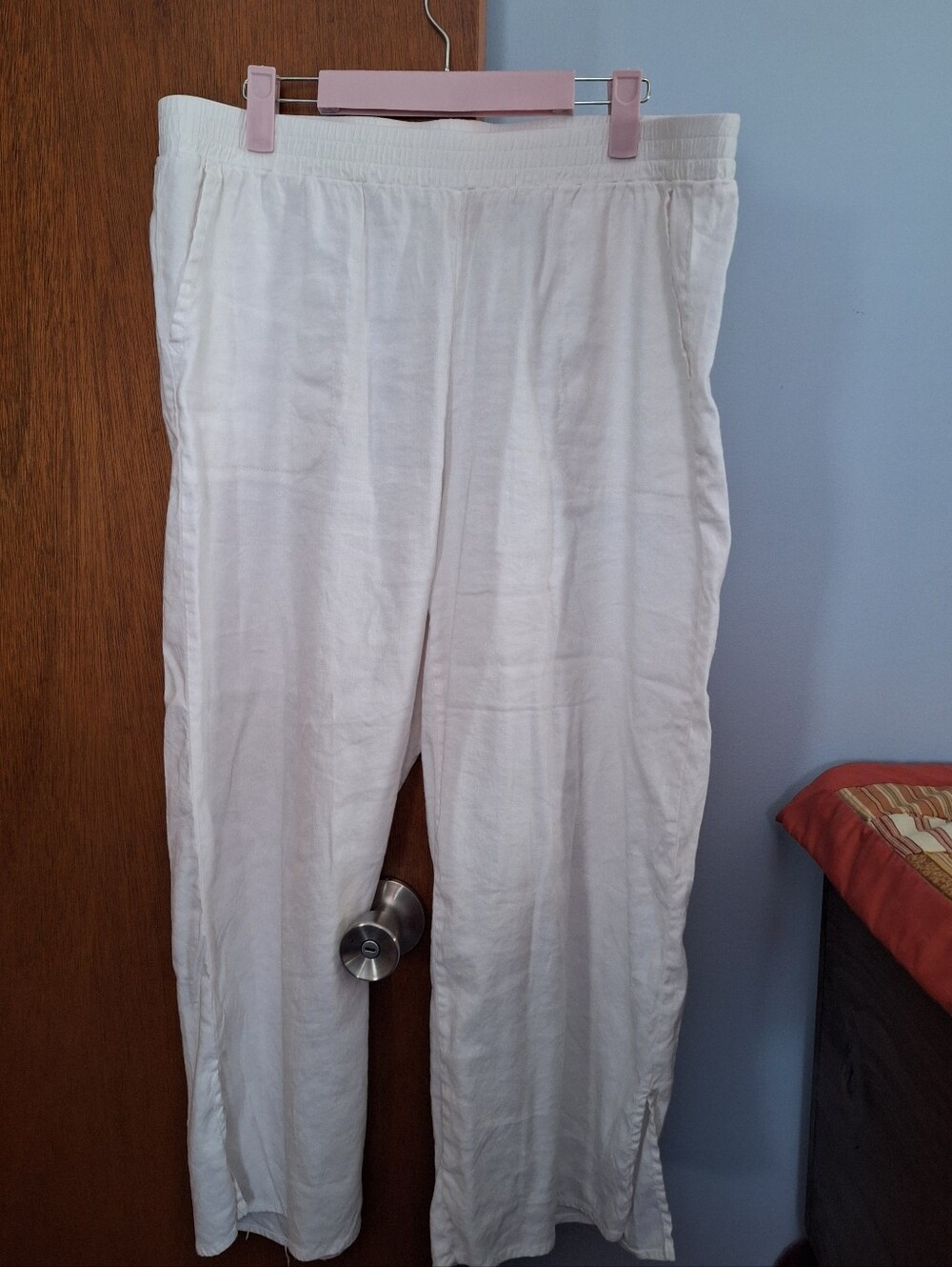 Final Price*Ruby Rd Lightweight White Linen Blend  Pants Wide Leg Women's Size L
